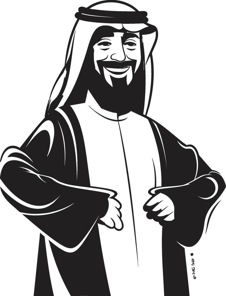 Majestic Arabesque Monochromatic Vector Logo with Elegant Arabic Man Design Regal Profile Black Icon Illustrating Arabic Man Logo Design in Vector
