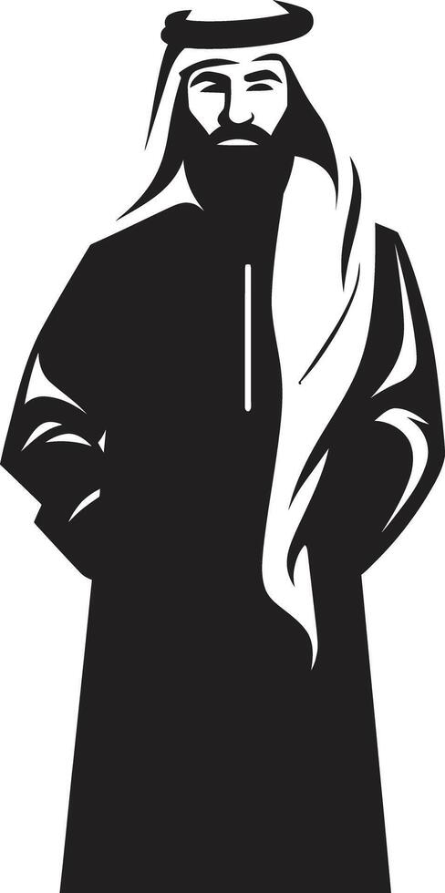 Cultural Sovereignty Black Icon Showcasing Arabic Man Logo Design in Vector Sartorial Nobility Sleek Vector Logo with Arabic Man Silhouette in Black