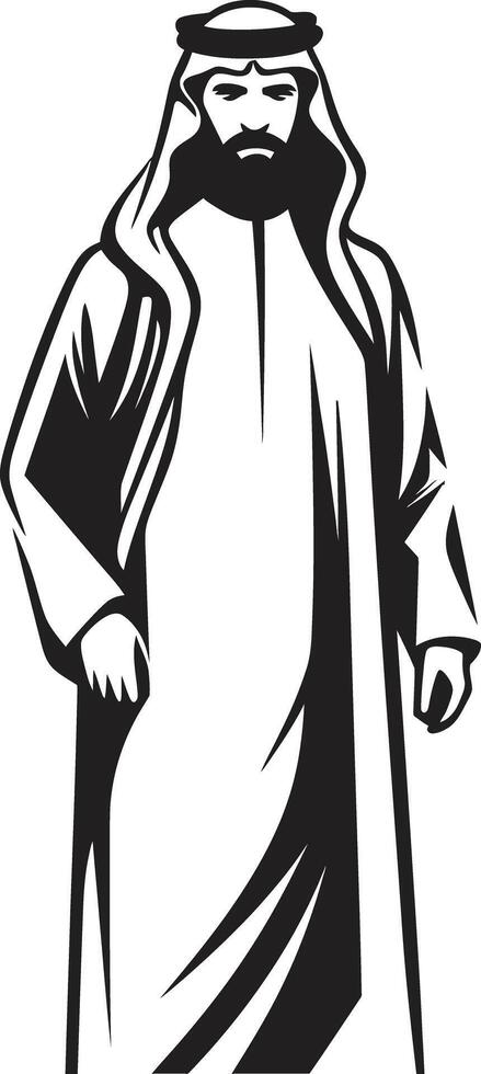 Majestic Arabesque Sleek Emblem Illustrating Arabic Man in Monochrome Regal Profile Elegant Vector Logo Design of an Arabic Man Silhouette