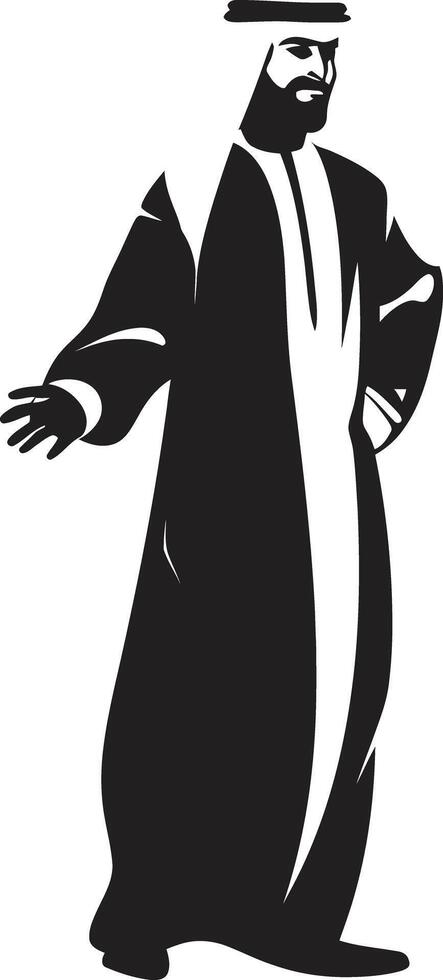 Cultural Elegance Sleek Black Icon Depicting Arabic Man in Vector Arabian Elegance Vector Logo with Black Icon of an Arabic Man