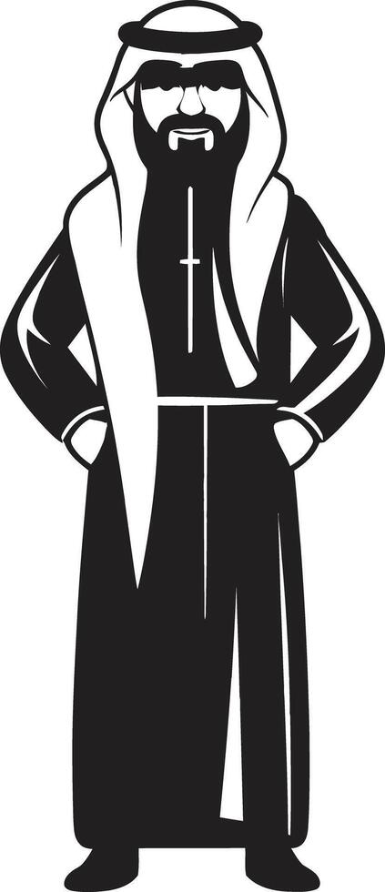 árabe legado negro emblema con vector logo diseño de distinguido Arábica hombre silueta de gracia monocromo vector logo ilustrando Arábica hombre diseño