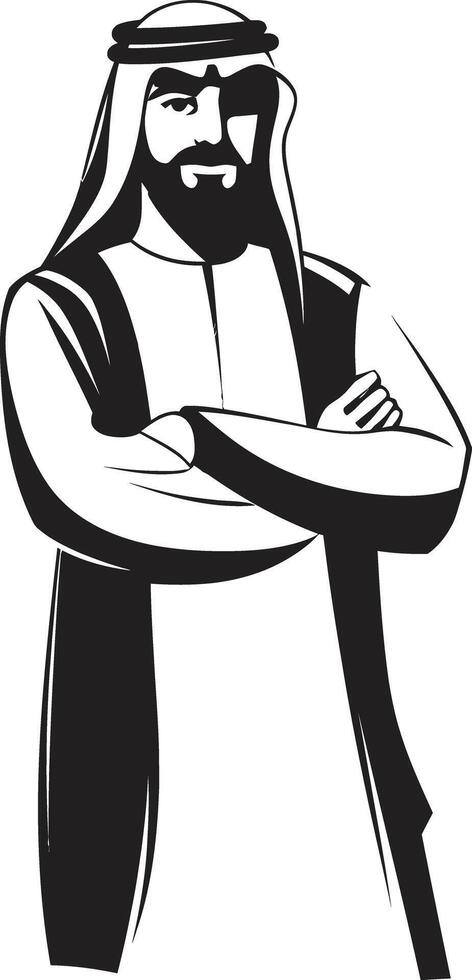 Regal Profile Elegant Vector Logo Design of an Arabic Man Silhouette Cultural Sovereignty Black Icon Showcasing Arabic Man Logo Design in Vector