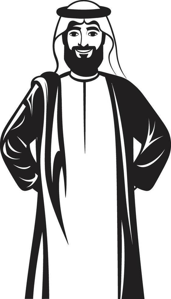 Cultural Sovereignty Sleek Vector Logo Design of an Arabic Man Silhouette Sartorial Nobility Elegant Emblem with Black Vector Logo of Arabic Man