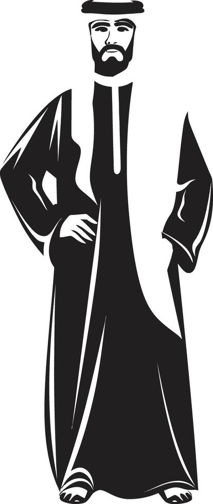 Cultural Elegance Sleek Black Icon Depicting Arabic Man in Vector Arabian Elegance Vector Logo with Black Icon of an Arabic Man