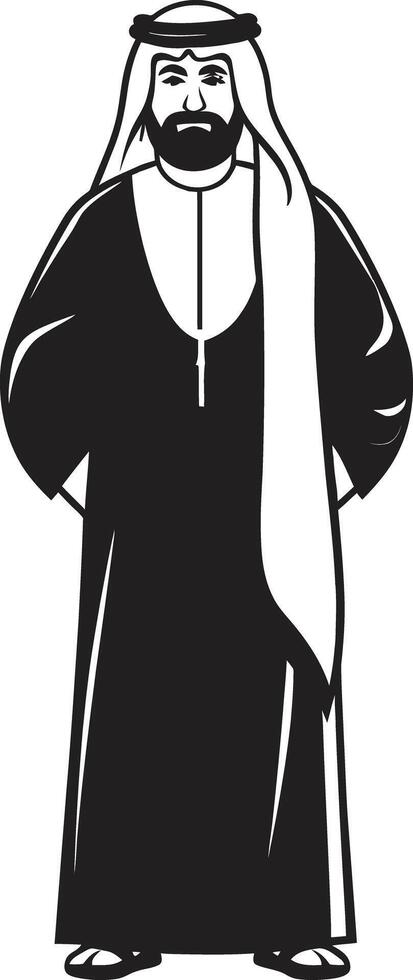 Silhouette of Grace Monochromatic Vector Logo Illustrating Arabic Man Design Noble Traditions Sleek Black Icon with Vector Logo of an Arabic Man