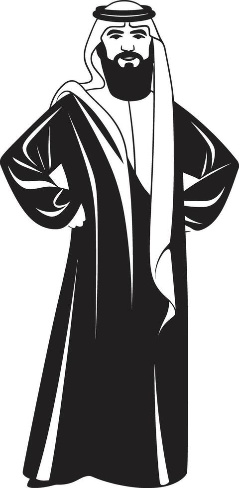 Arabian Elegance Vector Logo with Black Icon of an Arabic Man Majestic Arabesque Sleek Emblem Illustrating Arabic Man in Monochrome