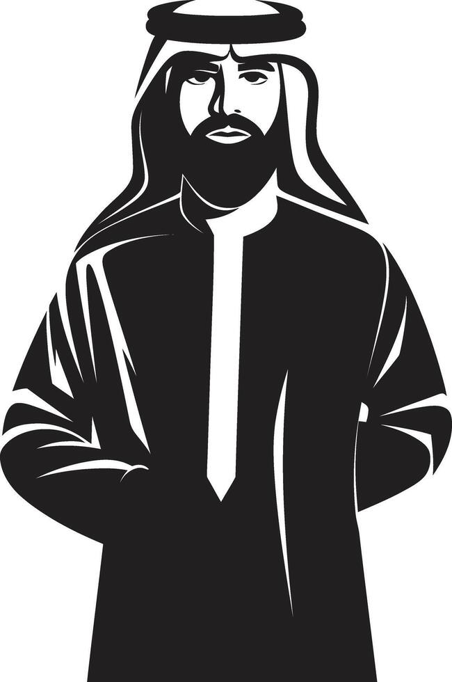 Arabian Elegance Vector Logo with Black Icon of an Arabic Man Majestic Arabesque Sleek Emblem Illustrating Arabic Man in Monochrome