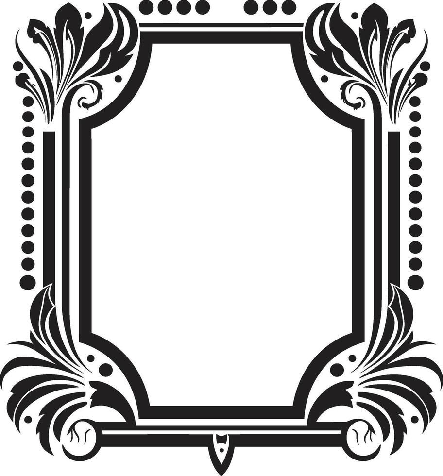 Deco Elegance Black Vector Logo Design with Art Deco Frame Glamorous Lines Sleek Icon Showcasing Art Deco Frame in Vector