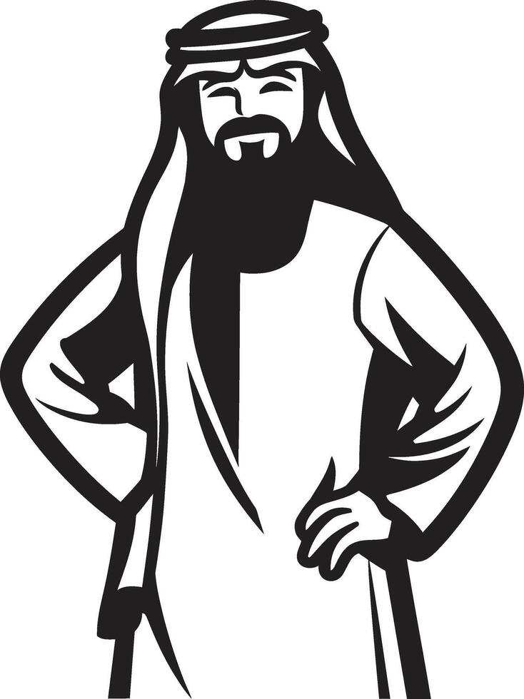 Arabian Legacy Monochrome Icon Showcasing Arabic Man Logo Design in Vector Silhouette of Grace Black Vector Logo Illustrating Arabic Man in Sleek Style