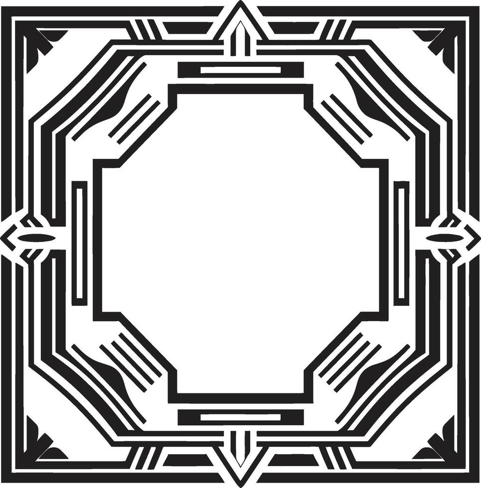Glamorous Lines Sleek Icon Showcasing Art Deco Frame in Vector Vintage Opulence Black Emblem Featuring Art Deco Frame Design