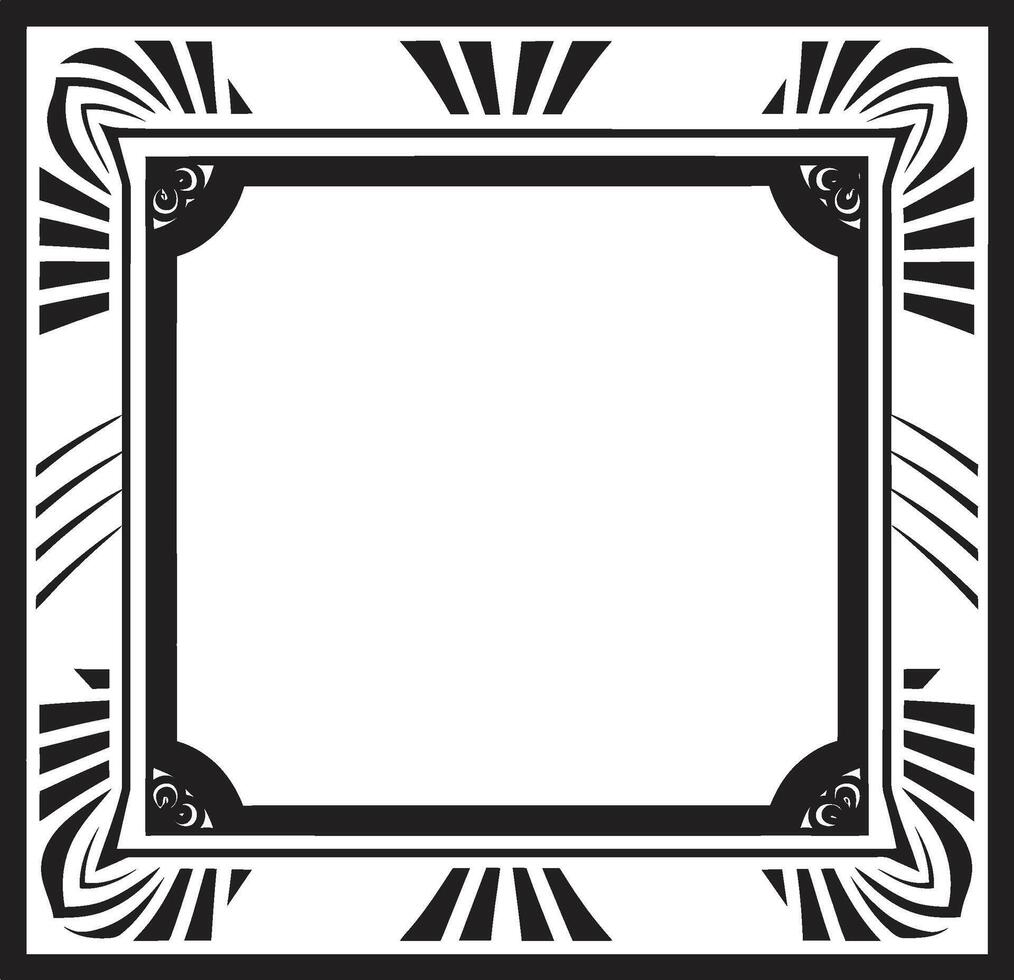 Vintage Opulence Black Emblem Featuring Art Deco Frame Design Timeless Beauty Monochromatic Vector Logo with Art Deco Frame