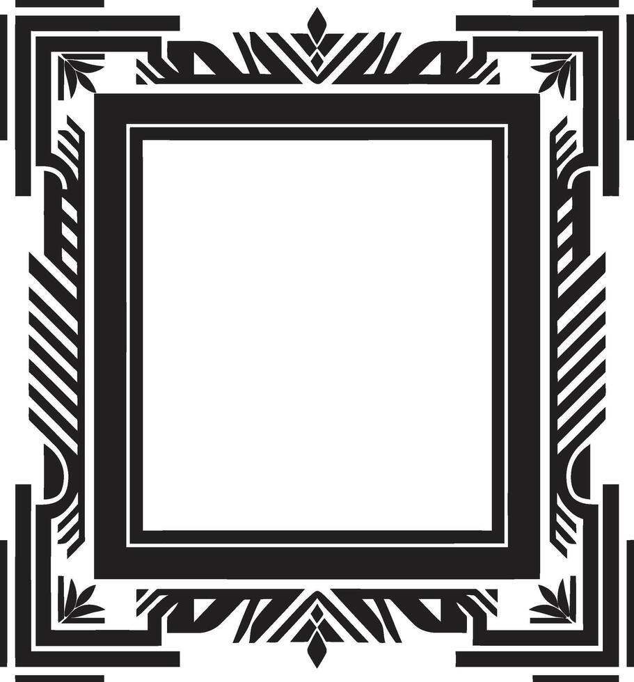 Deco Elegance Sleek Vector Logo Design with Art Deco Frame Glamorous Lines Black Icon Showcasing Art Deco Frame in Vector