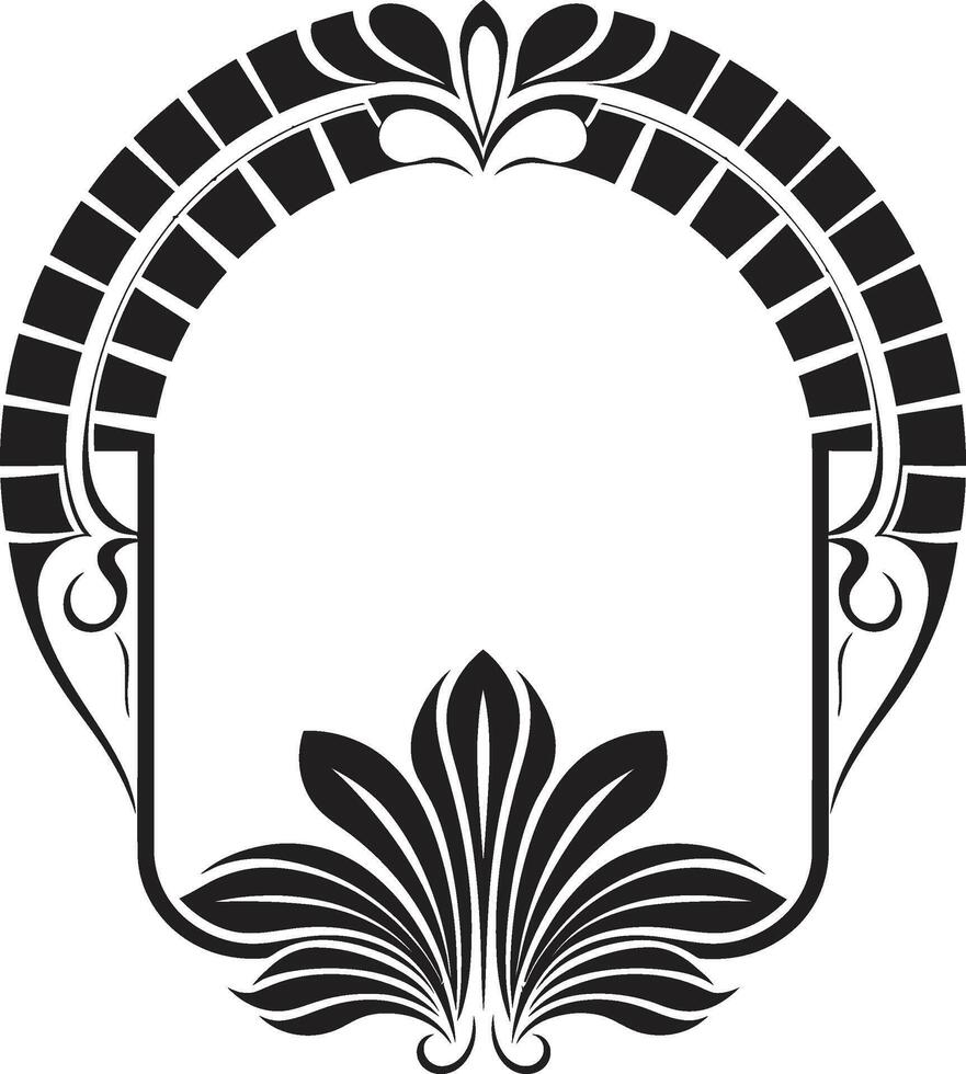Deco Essence Monochromatic Emblem Featuring Art Deco Frame in Vector Eternal Glamour Black Vector Logo of Art Deco Frame Design