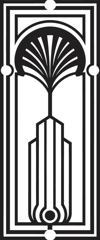 Symmetry Refined Black Icon with Vector Logo of Art Deco Frame Deco Essence Monochromatic Emblem Featuring Art Deco Frame in Vector