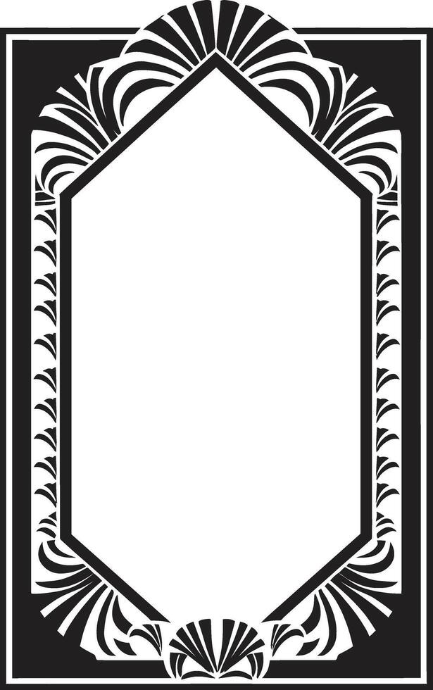 Clásico opulencia monocromo emblema con Arte deco marco en vector eterno belleza negro icono ilustrando Arte deco marco en vector