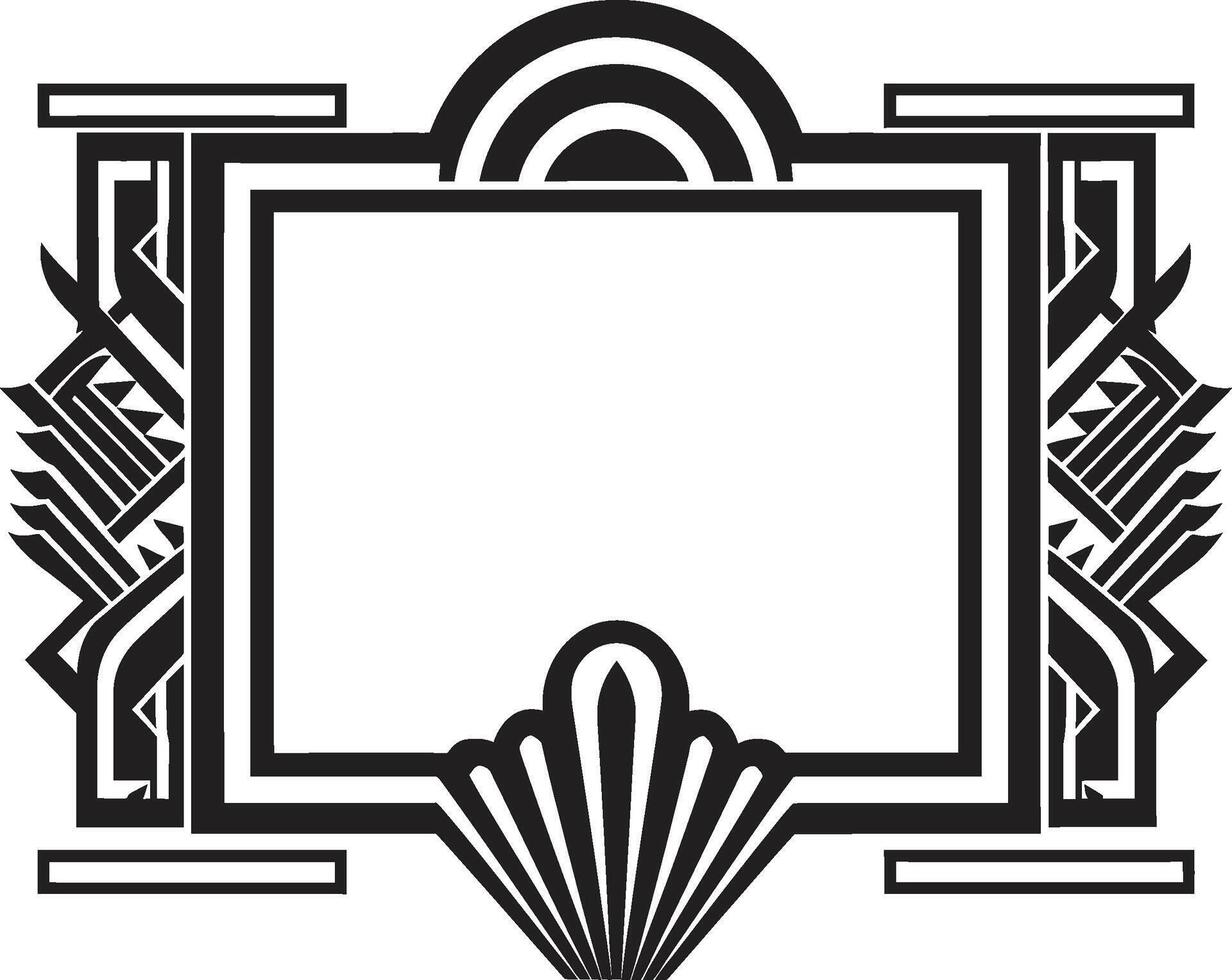 Glamorous Lines Monochromatic Vector Logo with Art Deco Frame Vintage Opulence Sleek Icon Illustrating Art Deco Frame in Black