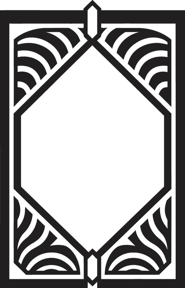 Deco Essence Monochromatic Emblem Showcasing Art Deco Frame in Vector Eternal Glamour Black Vector Logo with Art Deco Frame Design