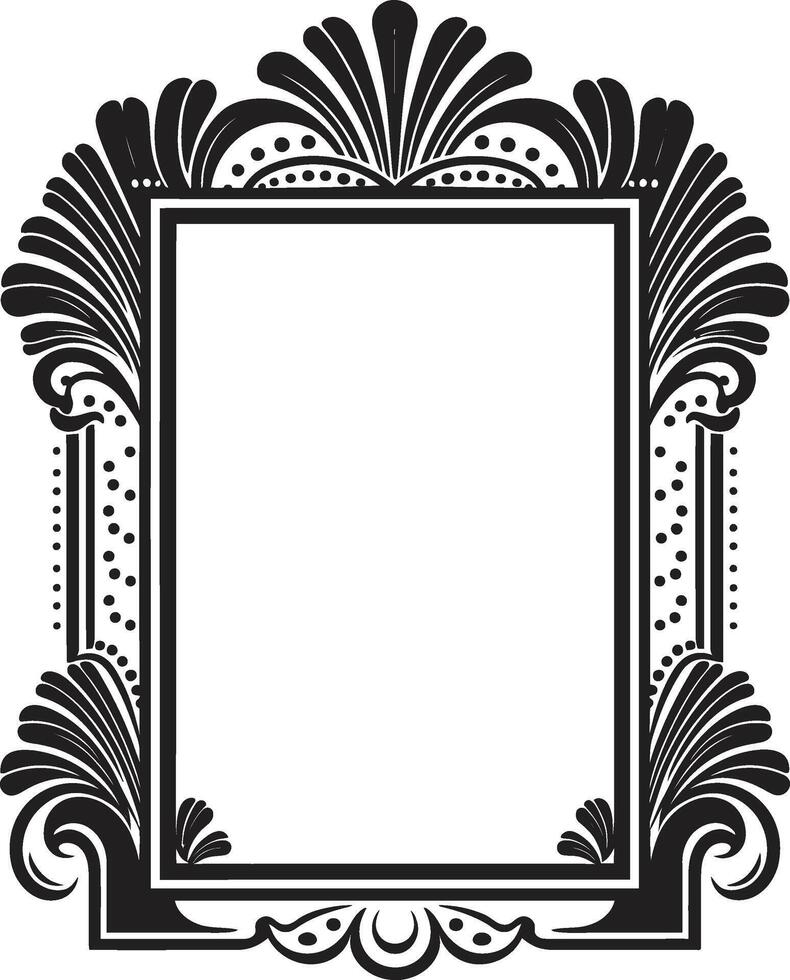Symmetry Refined Sleek Vector Logo of Art Deco Frame Deco Essence Monochromatic Emblem Showcasing Art Deco Frame in Vector