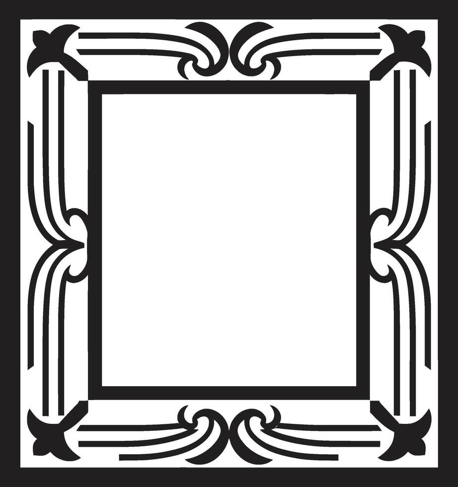 Glamorous Lines Elegant Vector Logo Featuring Art Deco Frame Design Vintage Opulence Monochromatic Emblem with Art Deco Frame in Vector