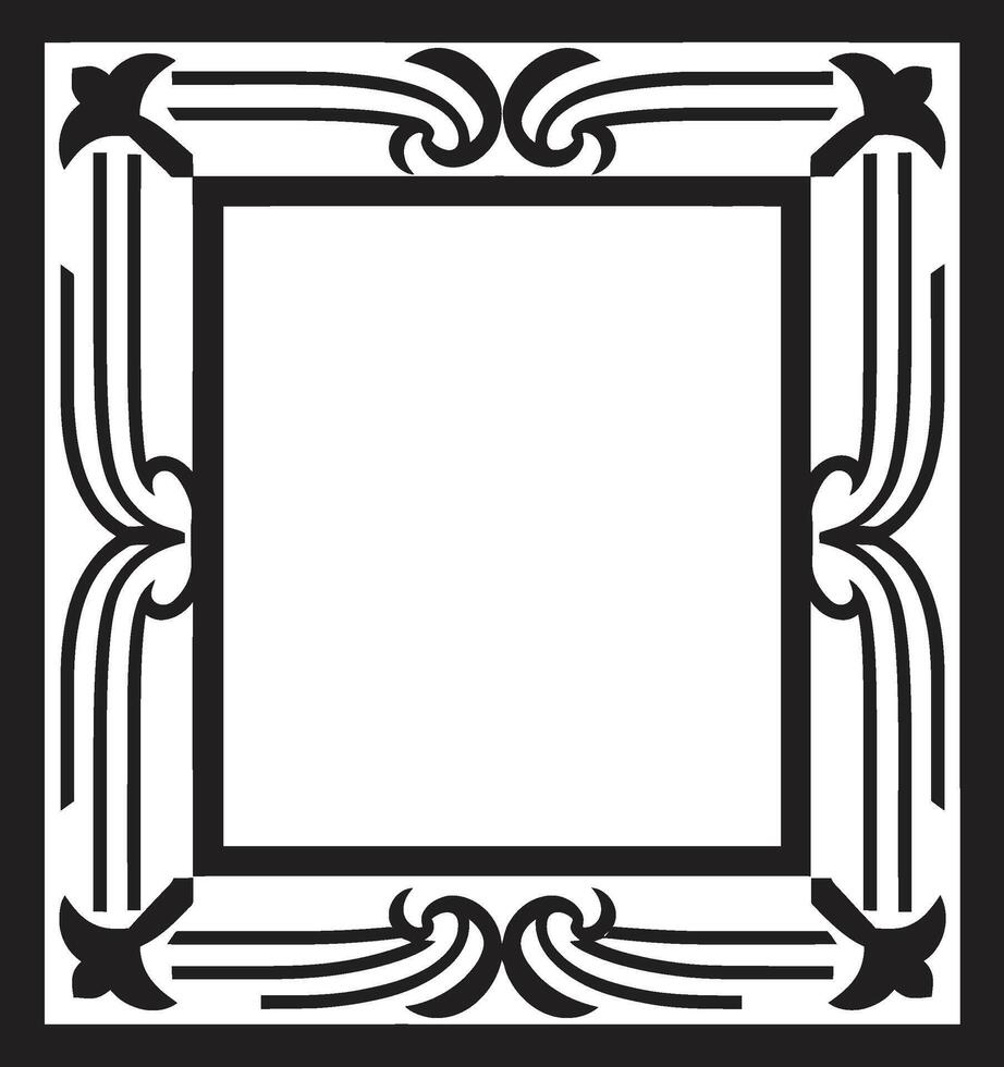 Glamorous Lines Elegant Vector Logo Featuring Art Deco Frame Design Vintage Opulence Monochromatic Emblem with Art Deco Frame in Vector