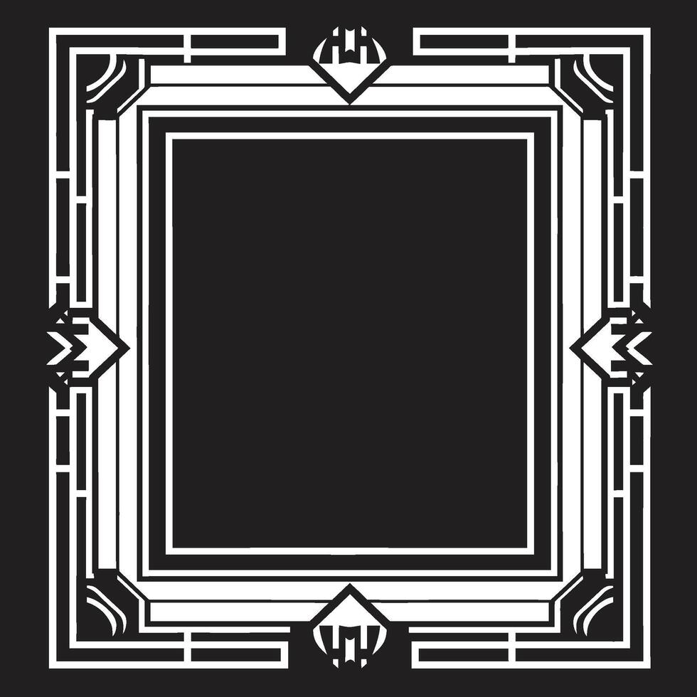 Artistry Unveiled Elegant Vector Logo Featuring Art Deco Frame Design Chic Heritage Black Emblem with Art Deco Frame in Monochrome