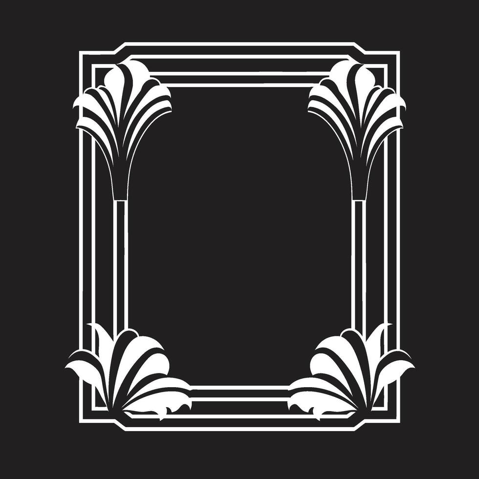 atractivo líneas monocromo vector logo con Arte deco marco Clásico opulencia pulcro icono ilustrando Arte deco marco en negro