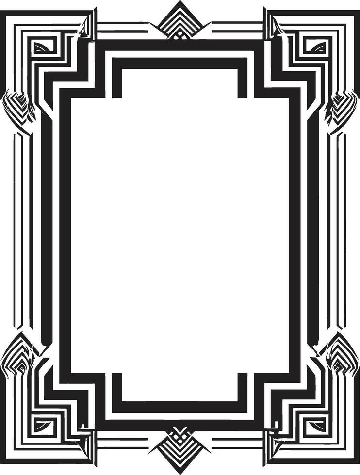 Luxury Fusion Black Icon Showcasing Art Deco Frame in Vector Artistry Unveiled Elegant Vector Logo Featuring Art Deco Frame Design