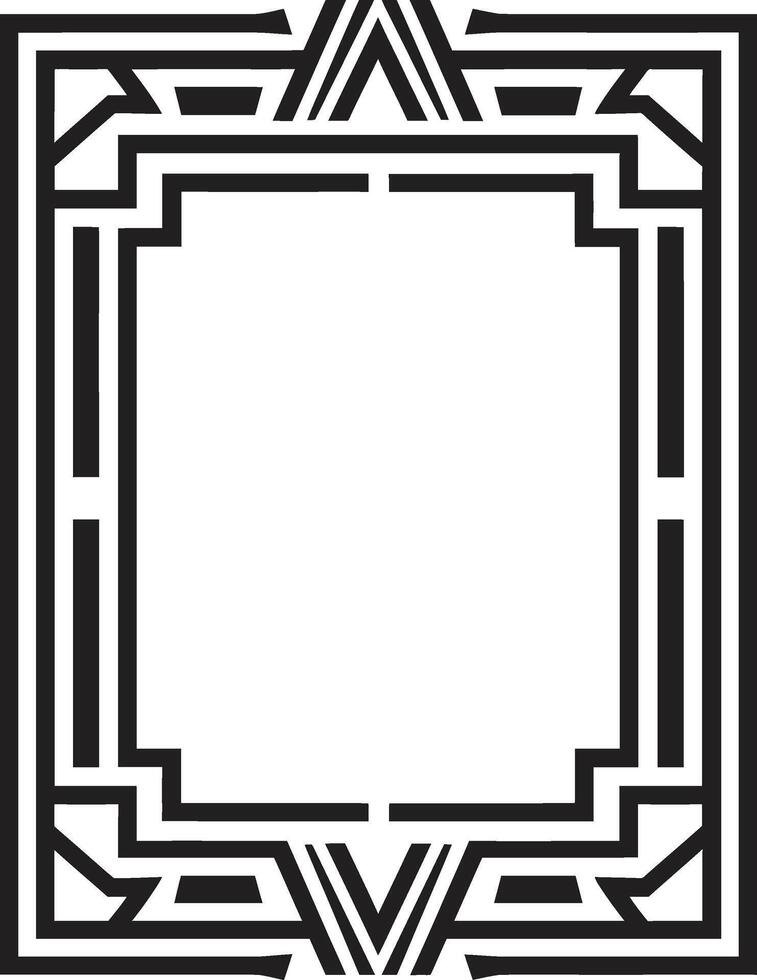Symmetry Refined Black Icon with Vector Logo of Art Deco Frame Deco Essence Monochromatic Emblem Featuring Art Deco Frame in Vector