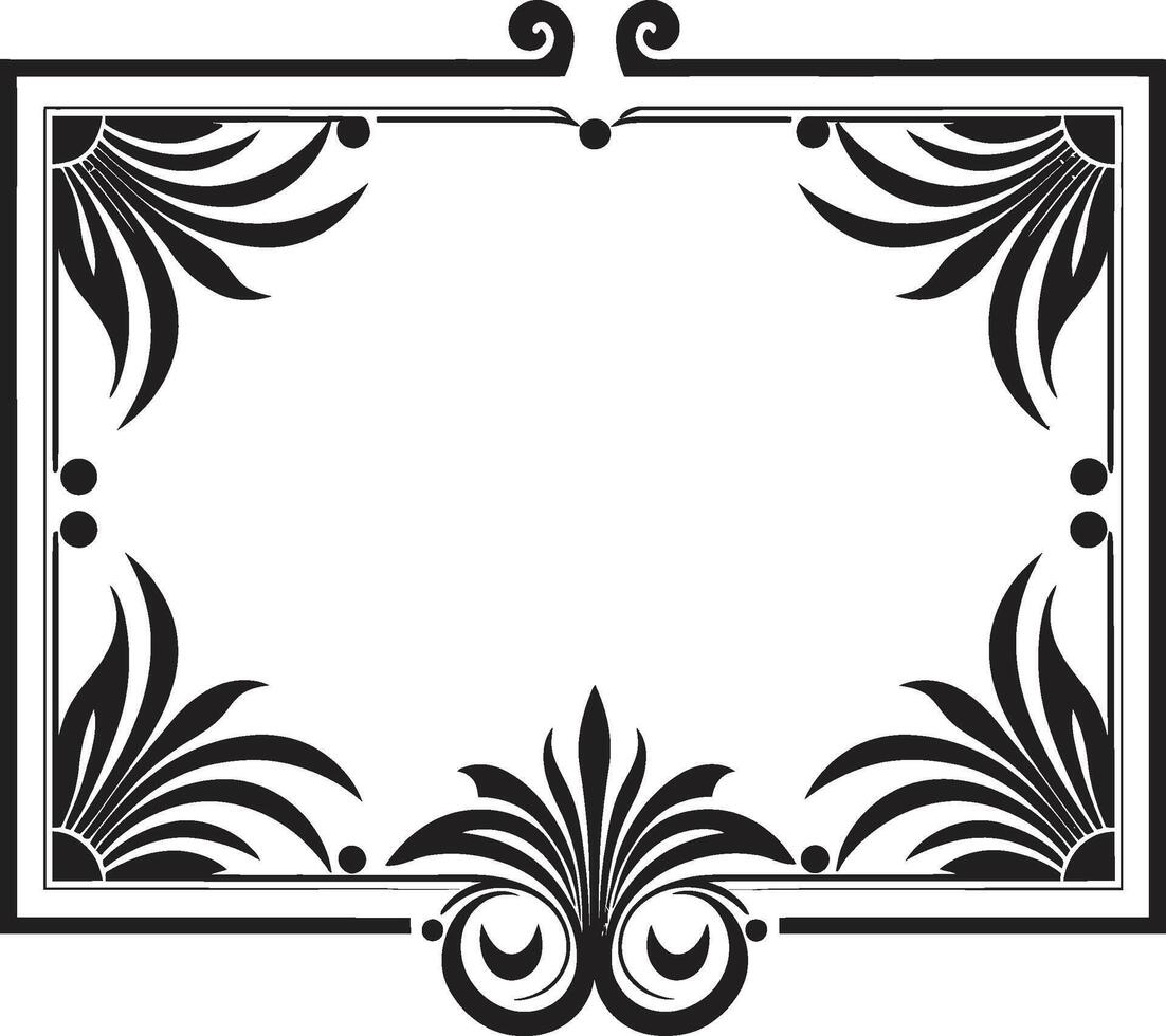 Glamorous Lines Monochromatic Vector Logo with Art Deco Frame Vintage Opulence Sleek Icon Illustrating Art Deco Frame in Black