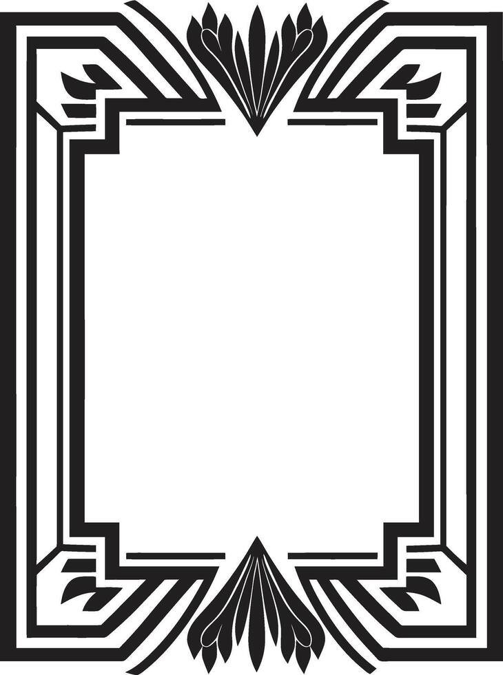 Luxury Fusion Sleek Vector Logo Design with Art Deco Frame Artistry Unveiled Black Emblem Showcasing Art Deco Frame in Monochrome