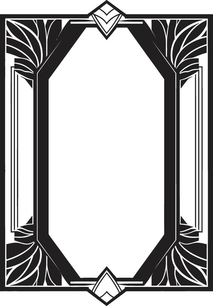 Deco Essence Monochromatic Emblem Showcasing Art Deco Frame in Vector Eternal Glamour Black Vector Logo with Art Deco Frame Design