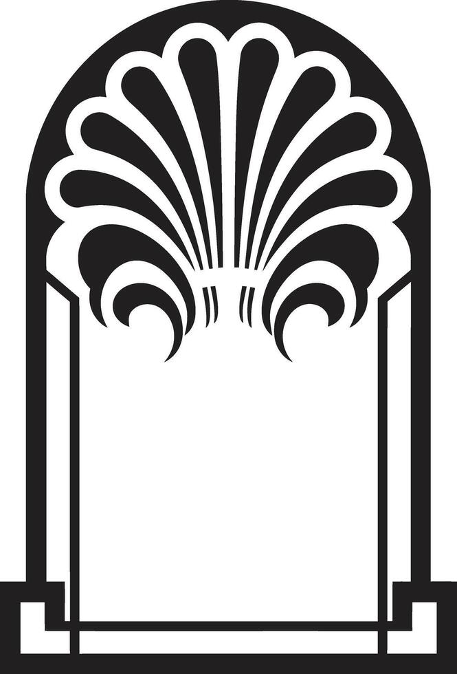 Chic Heritage Vector Logo of Elegant Black Icon with Art Deco Frame Symmetry Refined Monochromatic Emblem with Art Deco Frame in Vector
