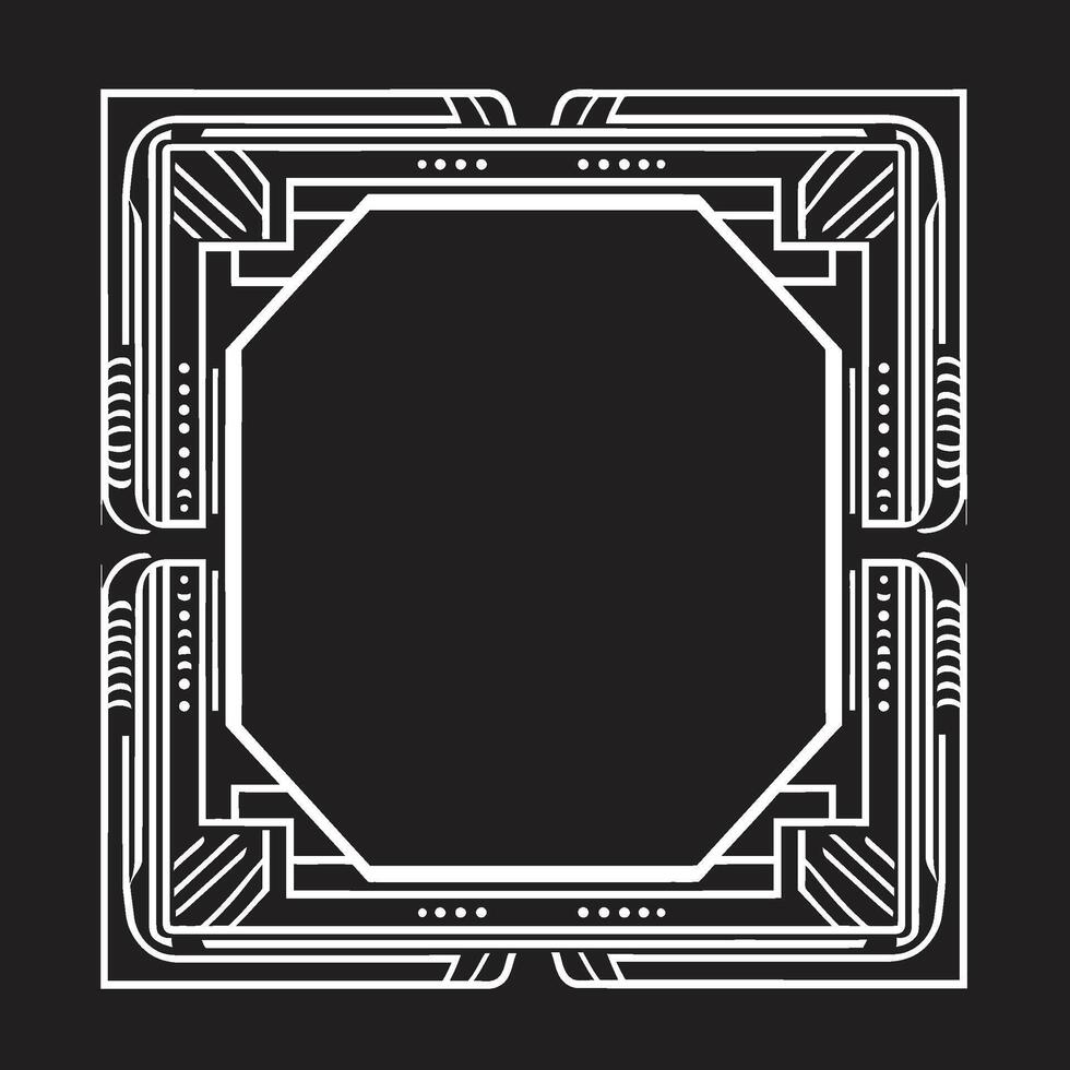 Glamorous Lines Elegant Vector Logo Featuring Art Deco Frame Design Vintage Opulence Monochromatic Emblem with Art Deco Frame in Vector