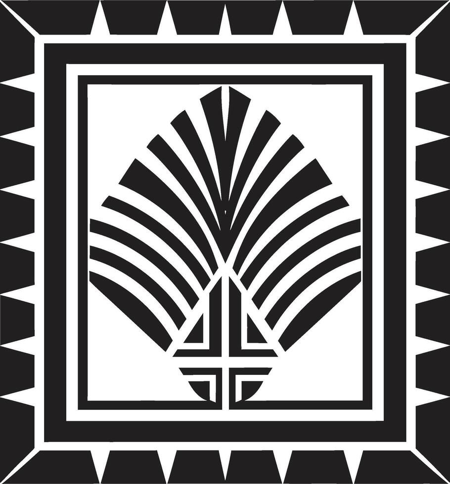 Symmetry Refined Monochromatic Emblem with Art Deco Frame in Vector Deco Essence Sleek Vector Logo Design of Black Art Deco Frame