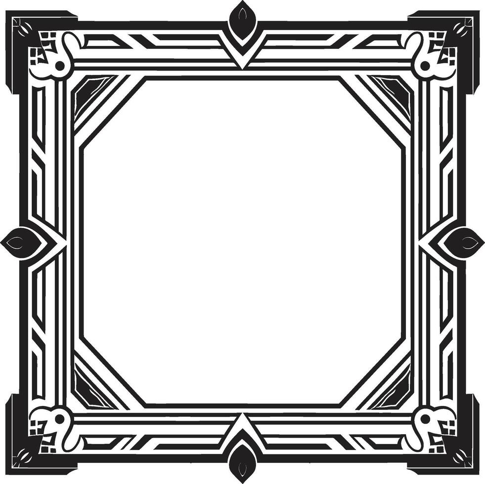 Artistry Unveiled Elegant Vector Logo Featuring Art Deco Frame Design Chic Heritage Black Emblem with Art Deco Frame in Monochrome