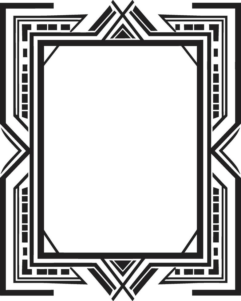 Deco Elegance Black Emblem Featuring Art Deco Frame in Vector Glamorous Lines Monochromatic Vector Logo with Art Deco Frame