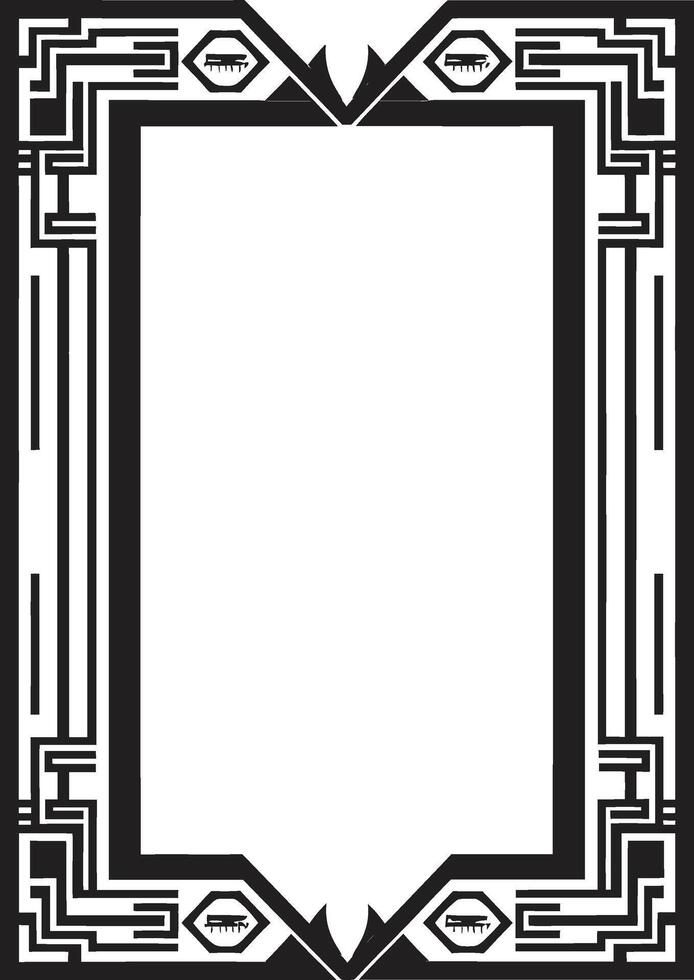 arte desvelado negro emblema exhibiendo Arte deco marco en monocromo elegante patrimonio vector logo de elegante negro icono con Arte deco marco