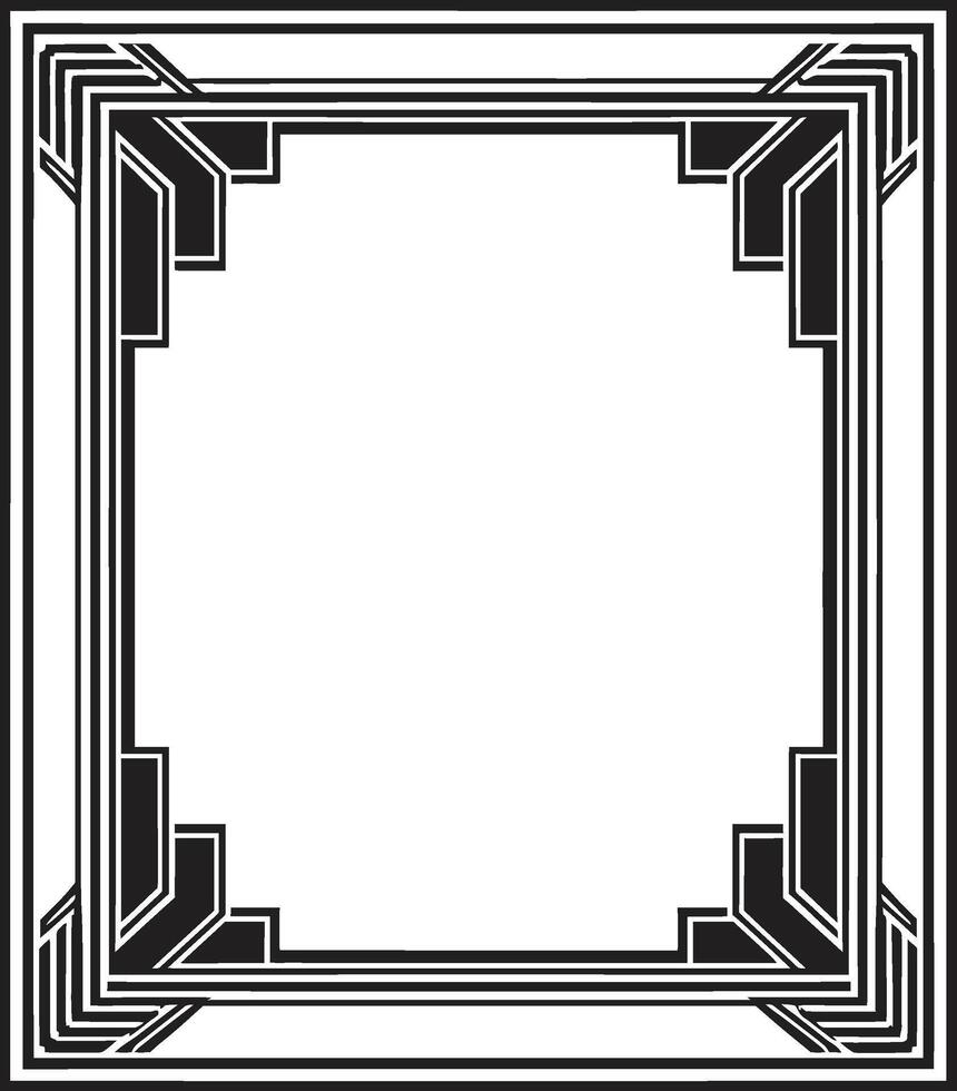 Luxury Fusion Sleek Vector Logo Design with Art Deco Frame Artistry Unveiled Black Emblem Showcasing Art Deco Frame in Monochrome
