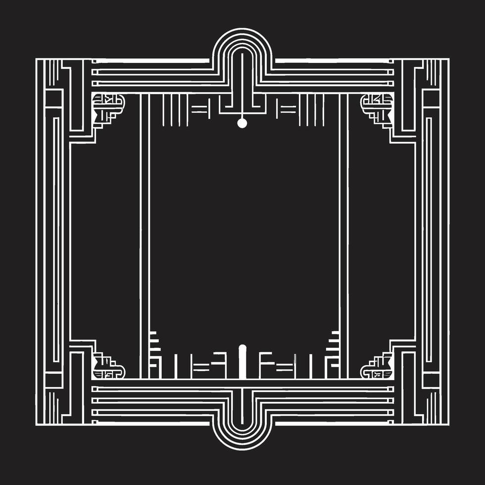 Glamorous Lines Elegant Vector Logo Featuring Art Deco Frame Design Vintage Opulence Monochromatic Emblem with Art Deco Frame in Vector
