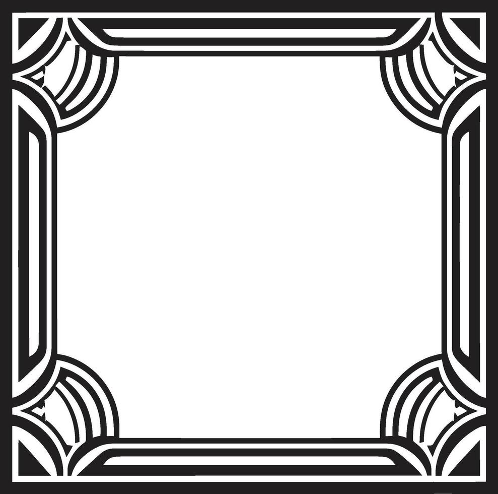 Eternal Glamour Black Vector Logo with Art Deco Frame Design Deco Elegance Sleek Icon Showcasing Art Deco Frame in Vector