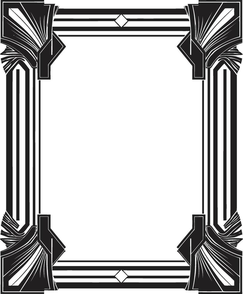 Glamorous Lines Elegant Vector Logo Featuring Art Deco Frame Design Vintage Opulence Monochromatic Emblem with Art Deco Frame in Vector
