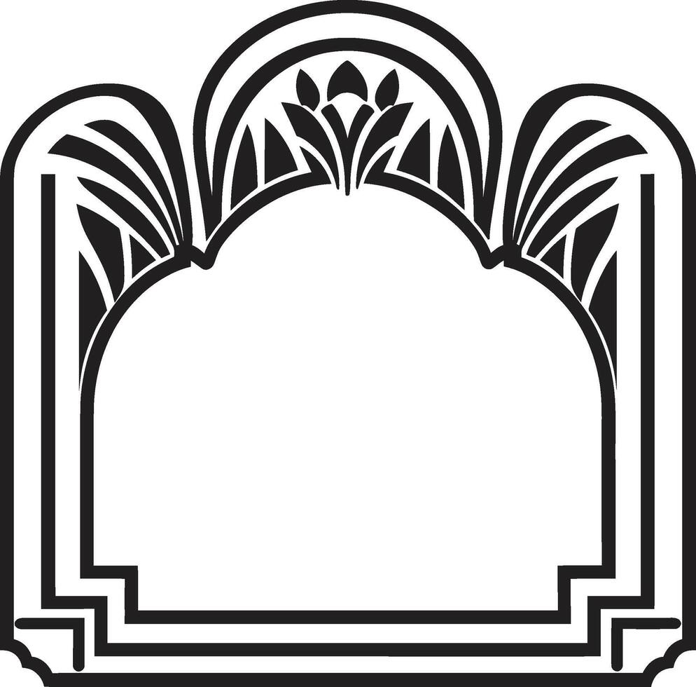 Artistry Unveiled Vector Logo Design of Black Art Deco Frame Chic Heritage Monochrome Emblem Illustrating Art Deco Frame in Vector