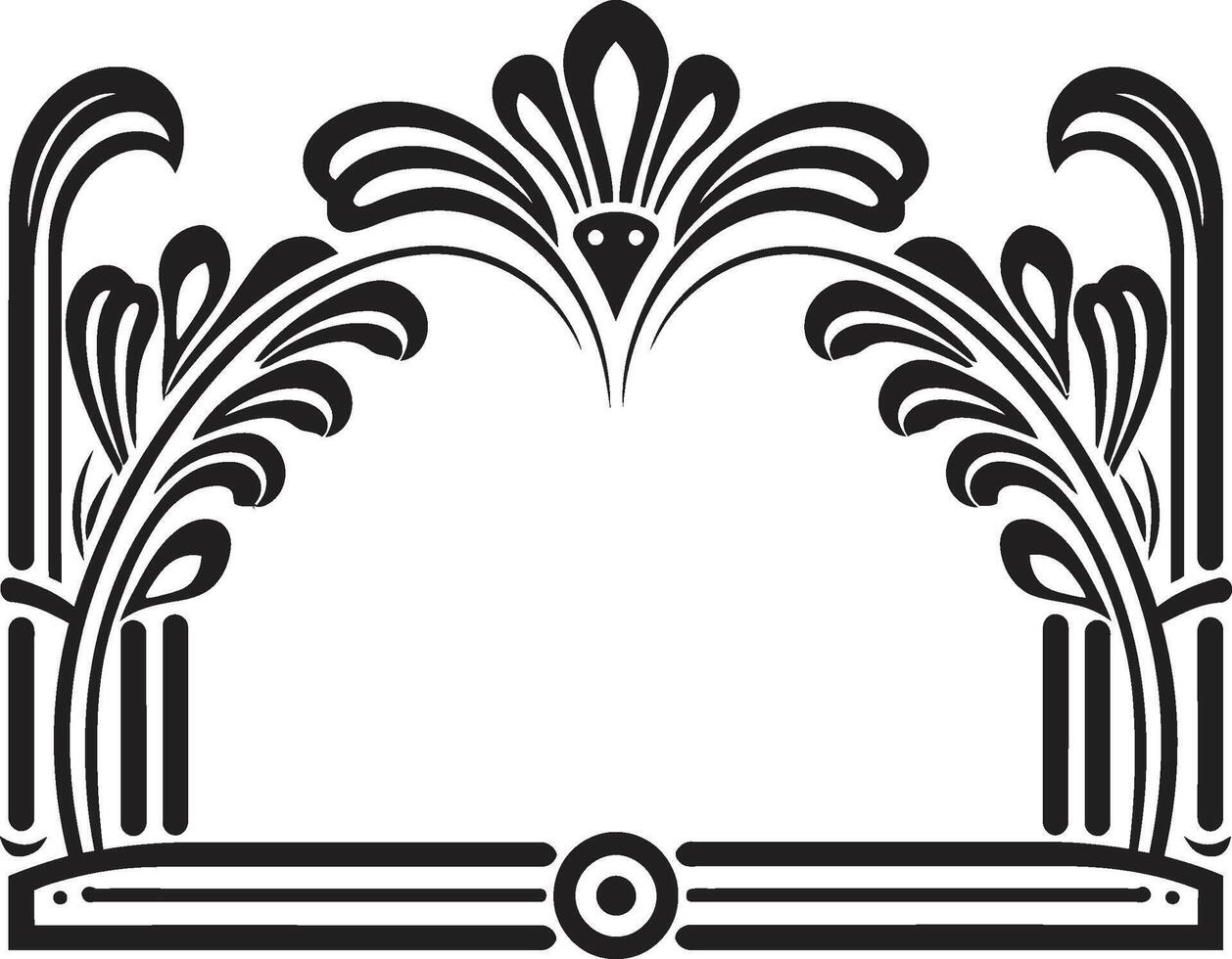 Glamorous Lines Monochromatic Vector Logo with Art Deco Frame Vintage Opulence Sleek Icon Illustrating Art Deco Frame in Black