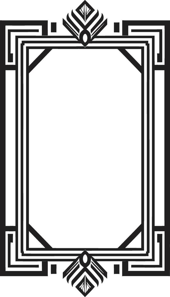 Deco Elegance Black Emblem Featuring Art Deco Frame in Vector Glamorous Lines Monochromatic Vector Logo with Art Deco Frame