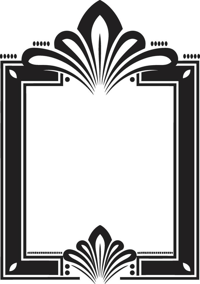 Luxury Fusion Sleek Vector Logo Design with Art Deco Frame Artistry Unveiled Black Emblem Showcasing Art Deco Frame in Monochrome