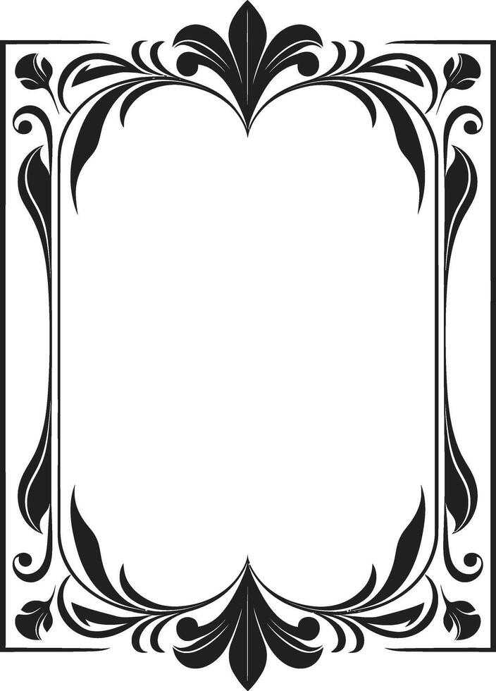 Chic Heritage Monochrome Emblem Illustrating Art Deco Frame in Vector Symmetry Refined Black Vector Logo of Art Deco Frame Design