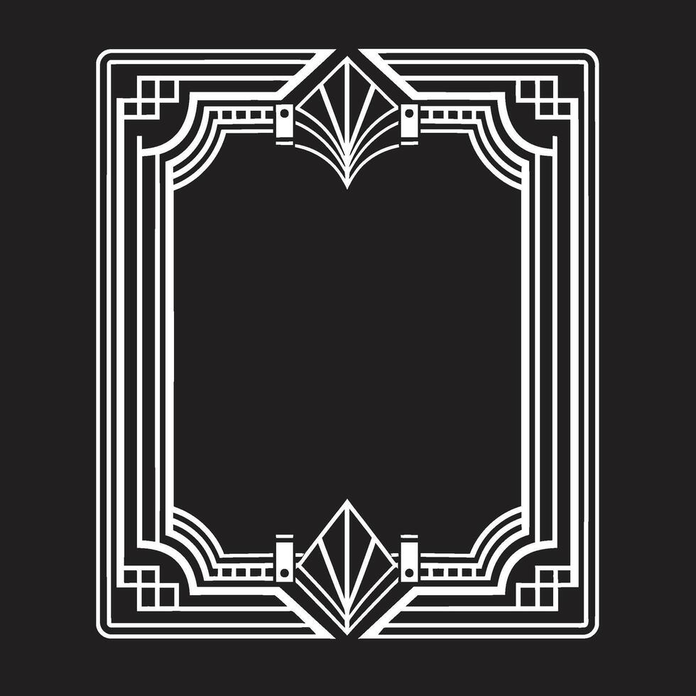 Clásico opulencia pulcro icono ilustrando Arte deco marco en negro eterno belleza vector logo diseño con Arte deco marco en negro