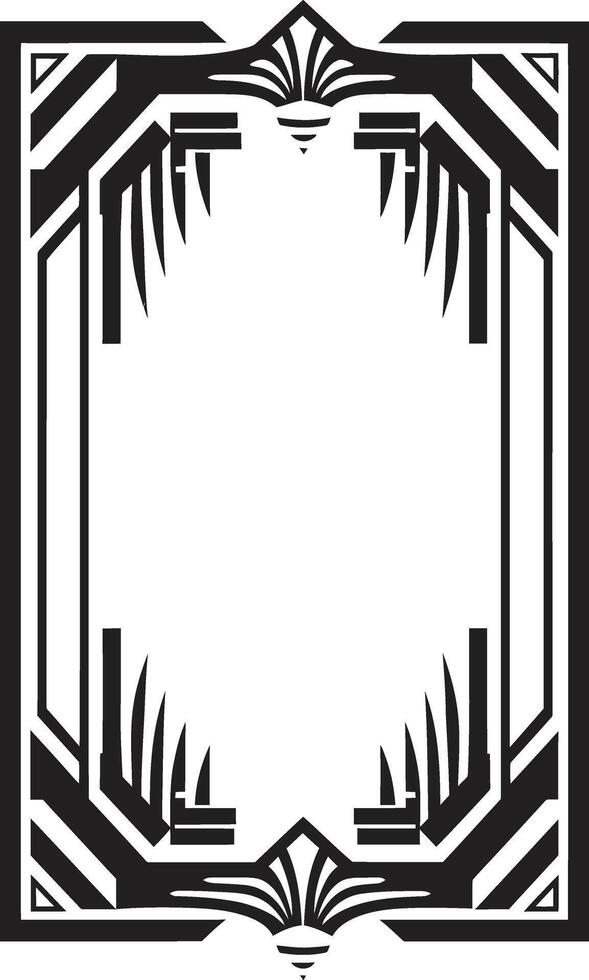 Deco Elegance Black Emblem Featuring Art Deco Frame in Vector Glamorous Lines Monochromatic Vector Logo with Art Deco Frame