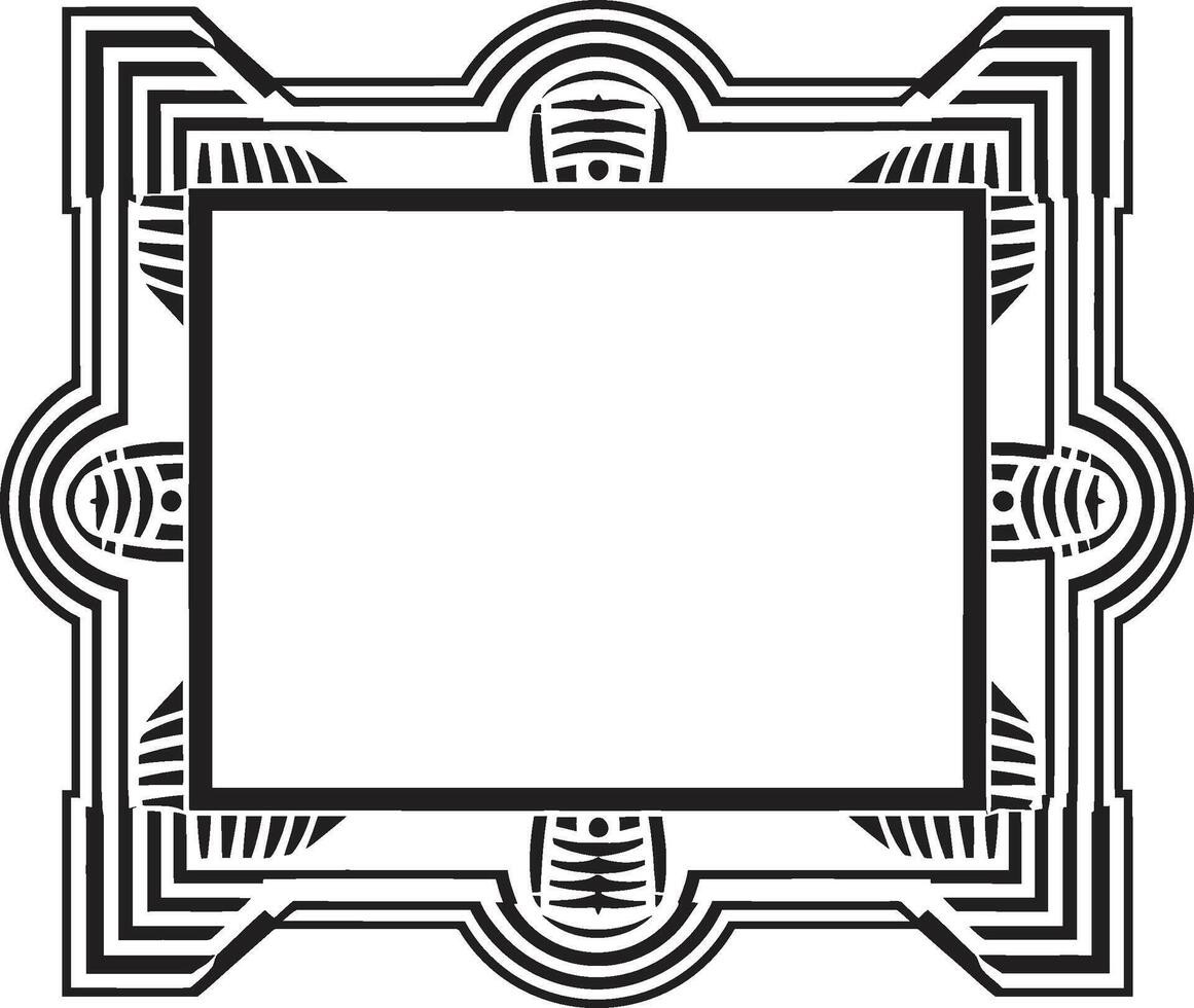 Deco Essence Monochromatic Emblem Showcasing Art Deco Frame in Vector Eternal Glamour Black Vector Logo with Art Deco Frame Design