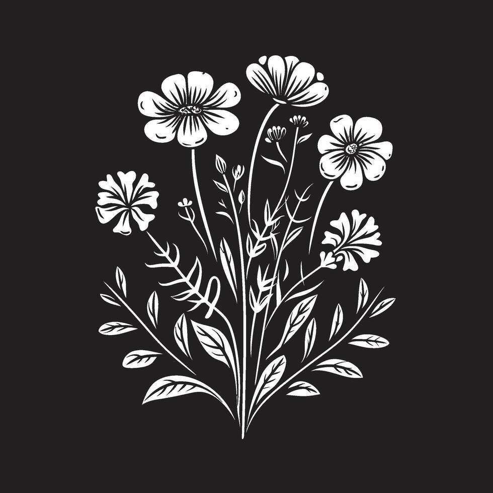 Enchanted Blooms Elegant Black Vector Logo Design with Florals Floral Tapestry Monochromatic Emblem Illustrating Botanical Elements